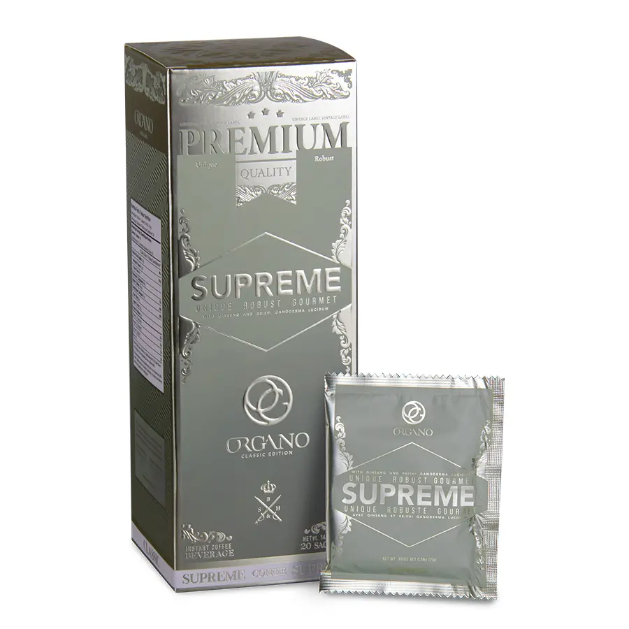 Organo Gourmet Café Supreme - Refreshing Beverage for Coffee Lovers with Ginseng, Ganoderma Lucidum and Eurycoma Longifolia