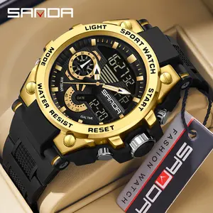 Men's digital watch, waterproof, dual display, LED luminous, alarm clock and stopwatch functions - an excellent choice for outdoor activities. oval quartz outdoorfun