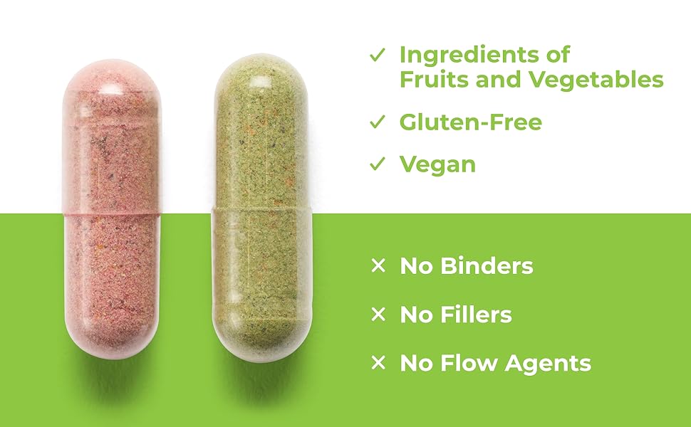 Balance of Nature Fruits & Veggies Supplements - Whole Fruit and Vegetable Ingredients - 90 Fruits Capsules, 90 Veggies Capsules Dietary Fitness