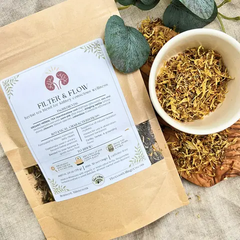 Filter & Flow: Loose-Leaf Herbal Tea Blend For Kidney-Conscious Wellness (Caffeine-Free) Traditional Herbal Detox Beverage with Stinging Nettle, Hydrangea Root, Calendula, & Marshmallow Root