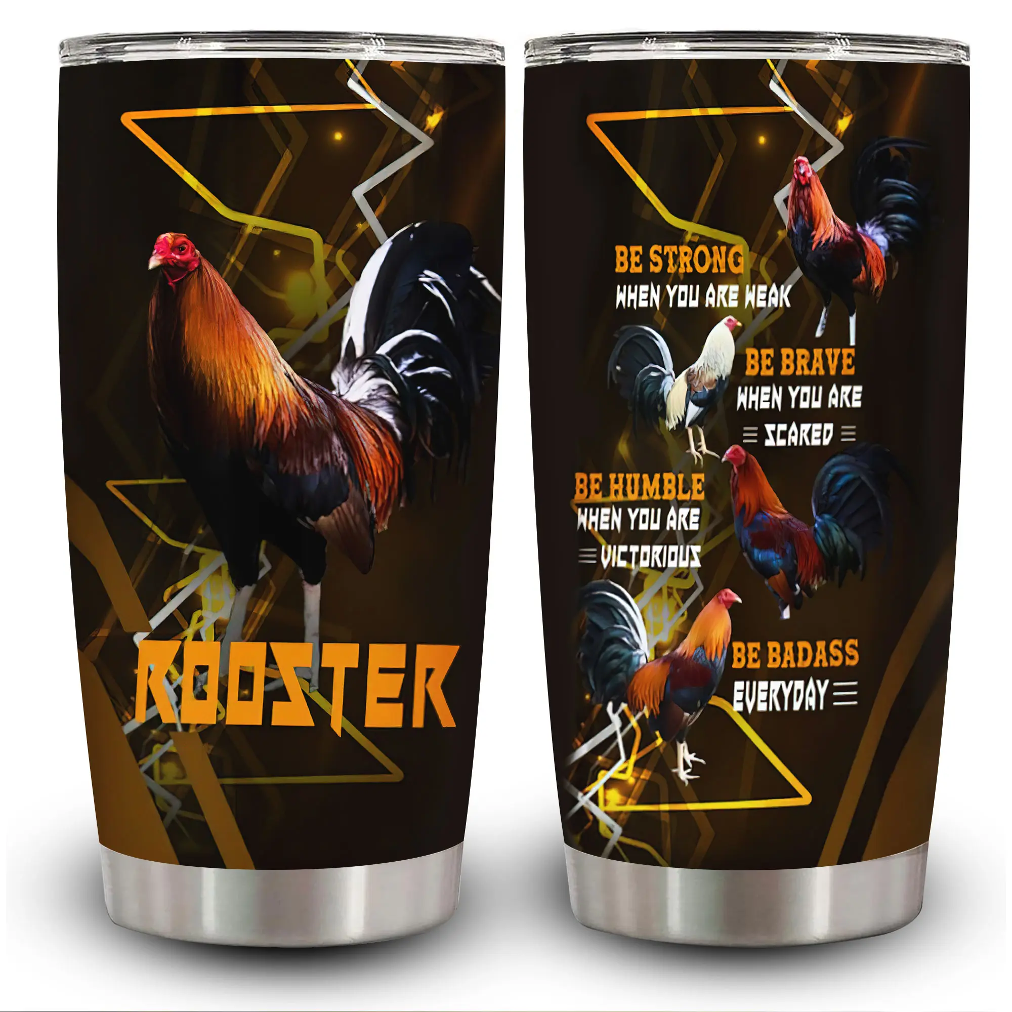 20oz Portable Stainless Steel Anti-Scalding Thermal Insulated Vacuum Flask with Lid, Animal Rooster Graphic Tumbler, Unique Farmer Dad Coffee Travel Mug for Adults’ Birthday Christmas Gifts