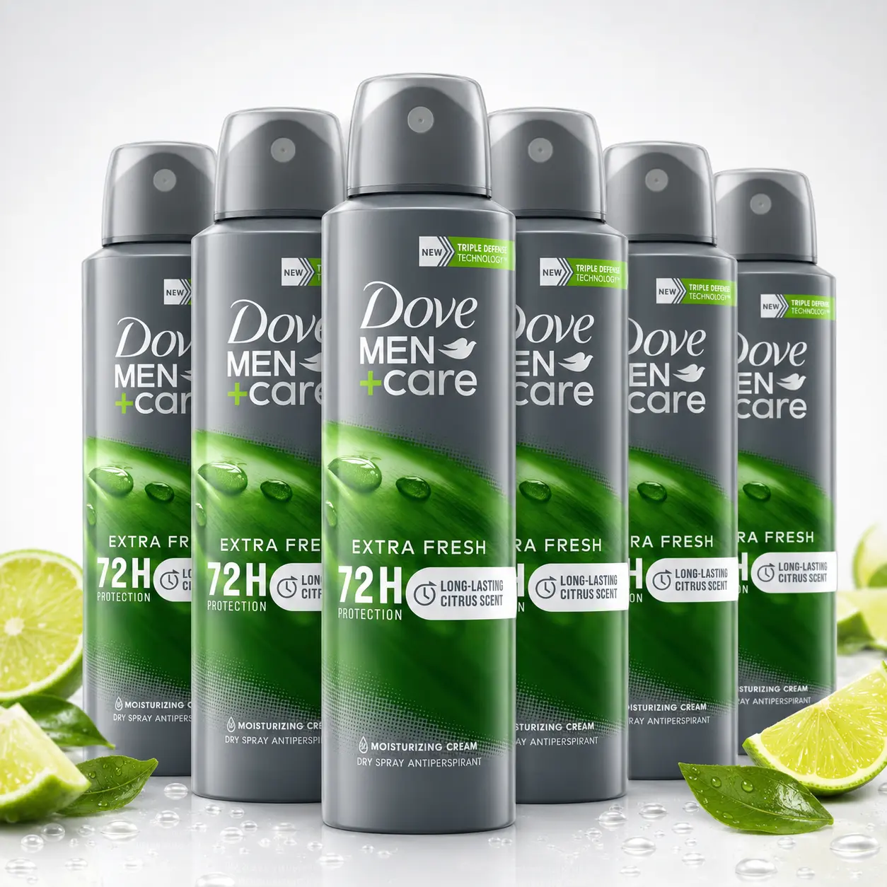 Dove Men+Care Extra Fresh Antiperspirant Dry Spray Value Bundle - 5oz/150ml Triple Defense, 72H Protection, Citrus Scent, Long-Lasting Sweat & Odor Control, Male Body Care Fresh Scent Deodorants Multipack Set with Moisturizing Cream