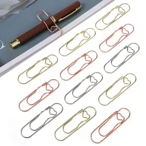 Heart Pen Clip 6Pcs Metal Pencil Clips Multifunctional Rose Gold Silver Carbon Steel Paperclip Portable Large Size Holder for Notebook Book Journal Office School Accessories
