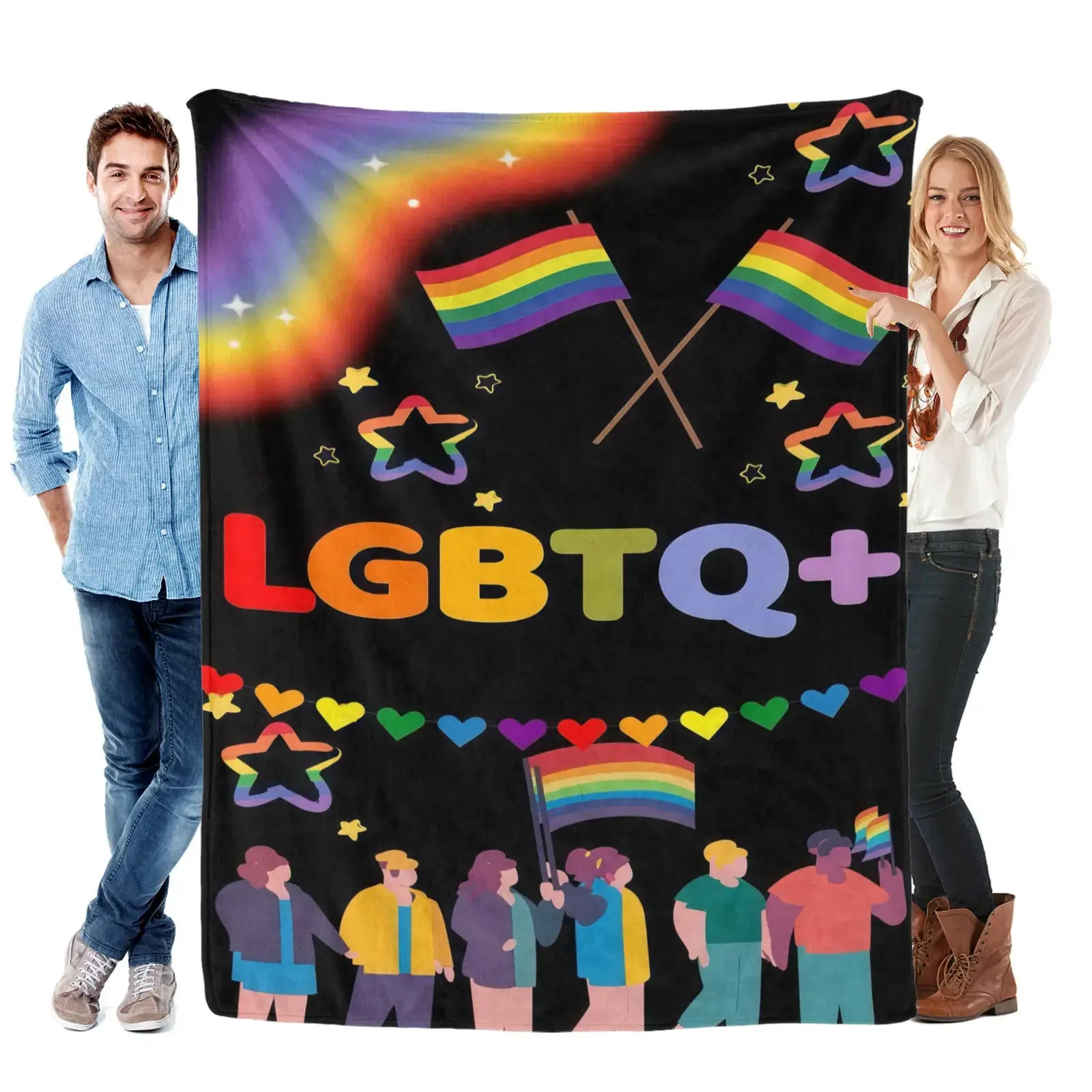 LGBTQ Rainbow Fleece Blanket – Soft and Warm Plush Throw for Gay, Lesbian, Transgender Teens and Adults, Perfect for Bedrooms, Dorms, Sofas, and Home Decor. Ideal Birthday Gift or Cozy Blanket
