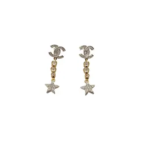 Pre-owned Alloy 20A with diamond star pendant earrings