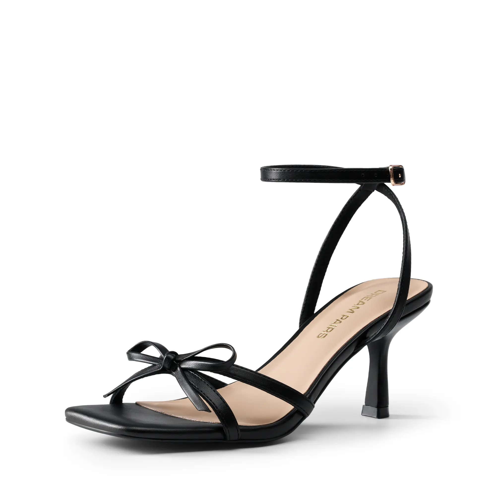Dream Pairs Women's Elegant Kitten Heels, Strappy Square Toe Dress Sandals with Bow Accent, Comfortable Shoes for Weddings & Parties, Elegant Sandals, Women's Sandals,shoes for back to school,back to school shoes