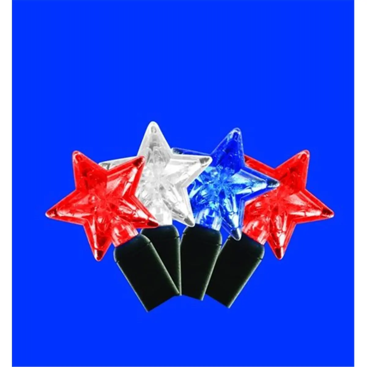 Kellogg Plastics 51422 Star-Shape LED Lights Kit - 12' Length, 35 Bulbs, String Wattage: 0.02, 2.4 A, Green Wire, 5.75" H, Eco-Friendly, Energy-Saving, Red-White-Blue, Indoor/Outdoor Holiday Decor (Home & Festive Supplies)