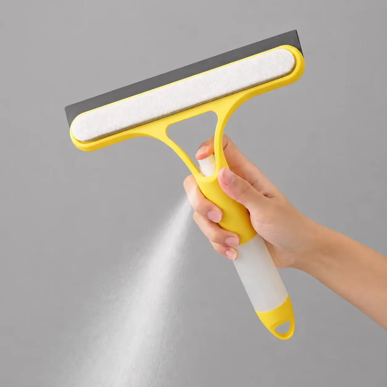 3-in-1 Window Squeegee with Spray Bottle, Silicone Blade and Microfiber Scrubber – Glass Cleaner, Shower Glass Cleaner for Shower Doors, Mirrors