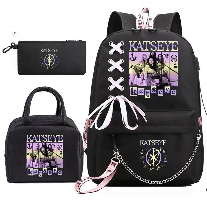 3PCS Katseye Backpack Shoulder Bag Lunch Bag School Bag Daypack