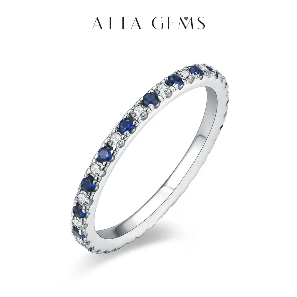 ATTAGEMS Women's Elegant Stackable Moissanite Ring, Pink and Blue Sapphire Wedding Band, Sparkling Artificial Gemstone Jewelry, Anniversary Gift, Elegant Ring, Women Gifts, Anniversaryready, Glitter Artificial Gemstone Rings tiktokshopbacktoschool