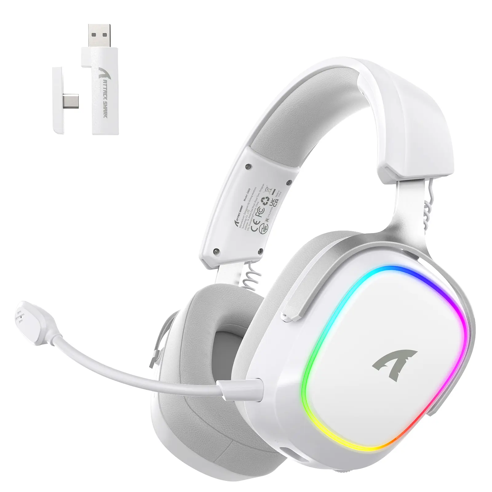 ATTACK SHARK G800 Wireless Gaming Headset, Gamer Headphones with Mic, 7.1 Surround Sound, Memory Foam Ear Pads, Aluminum Frame, Detachable Microphone, Wireless/2.4G/Wired Headphone, Multiplatform Gaming Headset for PC, PS5, PS4, Gaming Accessories