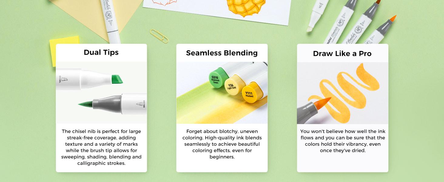 Ohuhu Alcohol Markers: Brush and Chisel Dual Tips - 24 Basic Colors - Double Tipped Alcohol Based Art Marker Set for Artist Sketching Adult Coloring Illustration - AP Certificated - Honolulu Series of Ohuhuart Ohuhu Alcohol Markers: Brush and Chisel Dual Tips - 24 Basic Colors - Double Tipped Alcohol Based Art Marker Set for Artist Sketching Adult Coloring Illustration - AP Certificated - Honolulu Series of Ohuhuart