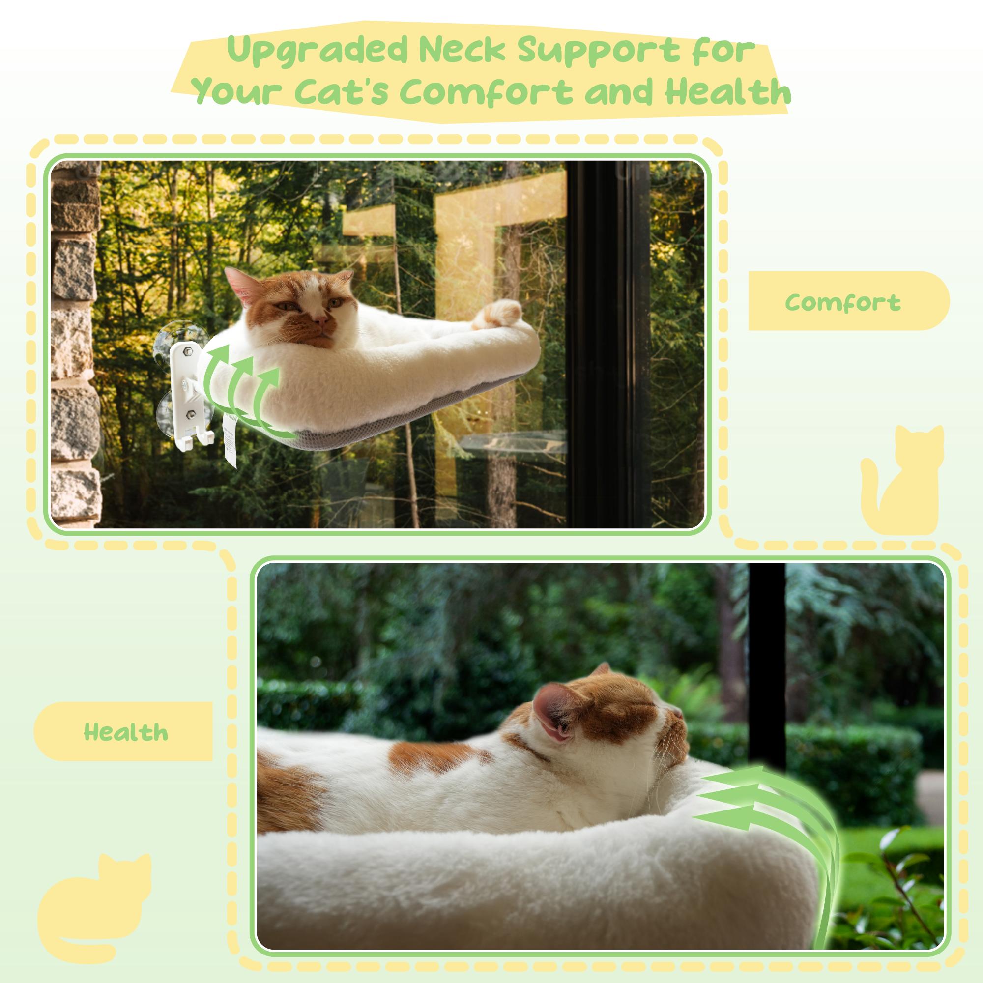 Folding Cat Hammock for Window - Cordless, Machine Washable Bed, Robust Metal Frame, Strong Suction Cups，Cat Window Perch for Cats and Small Dogs
