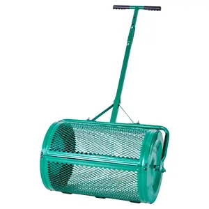VEVOR Compost Spreader,  24 in Wide Peat Moss Spreader with Push/Tow Handle, 4 Heights Adjustable, Powder-Coated Steel Garden Peat Moss Roller, Heavy Duty Grass Seed Spreaders for Planting Seeding