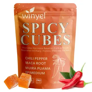 WINYEL Spicy Cubes, Intimacy Gummies with Chili Pepper, Muira Puama, Maca Root, Epimedium, Helps Promote Hormone Balance, Calmness and Intimacy Wellness, Peach Flavor, 30 Gummies