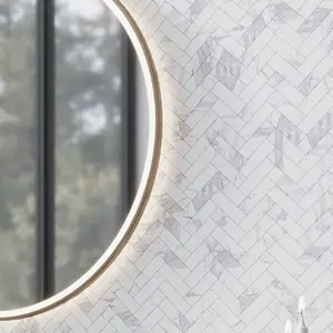 Statuary White 11x12 Polished Herringbone Porcelain Mosaic Tile (5 pack, 4.76 sq ft/case)