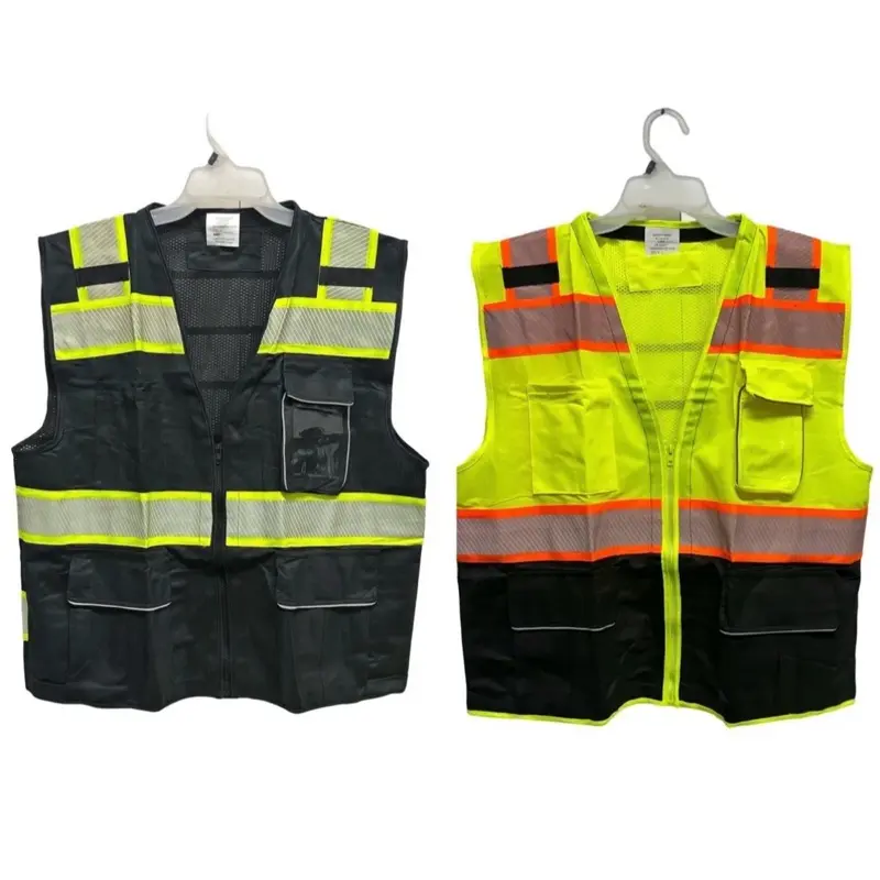 Men's Multi-Pocket Hi-Vis Reflective Safety Vest for Construction, Outdoor Wear