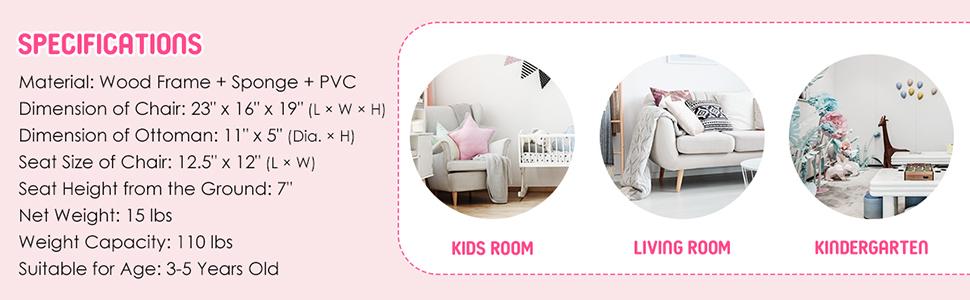 Costzon Kids Sofa, Children Princess Upholstered Couch Armrest Chair with Ottoman, PVC Leather & Embedded Crystal, Christmas Birthday Gifts Costzon Kids Sofa, Children Princess Upholstered Couch Armrest Chair with Ottoman, PVC Leather & Embedded Crystal, Christmas Birthday Gifts