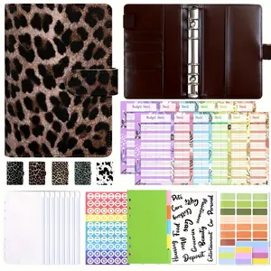 A6 Leopard Print Budget Binder with Cash Envelopes - Chic Animal Print Money Organizer, 12 Pocket Savings Planner & Stickers for Financial Freedom