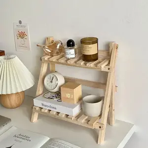 Wooden Desktop Storage Rack, 1 Count Double Layer Desk Organizer, Drink Organizer, Organizational Efficiency Desk Storage Shelf for Home Office, Summer Home Decor Shelf, Double Layer Design