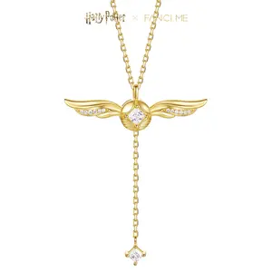 Fancime X Harry Potter Gold Plated Sterling Silver Golden Snitch Necklace for Women Girls, Official Collaboration With Gift Box (Global Release)