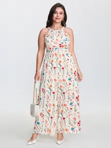 BLOOMCHIC Plus Size Blooming Florals Waist-Tie Jumpsuit [M-6X]2026 Summer Vibes Swimweek