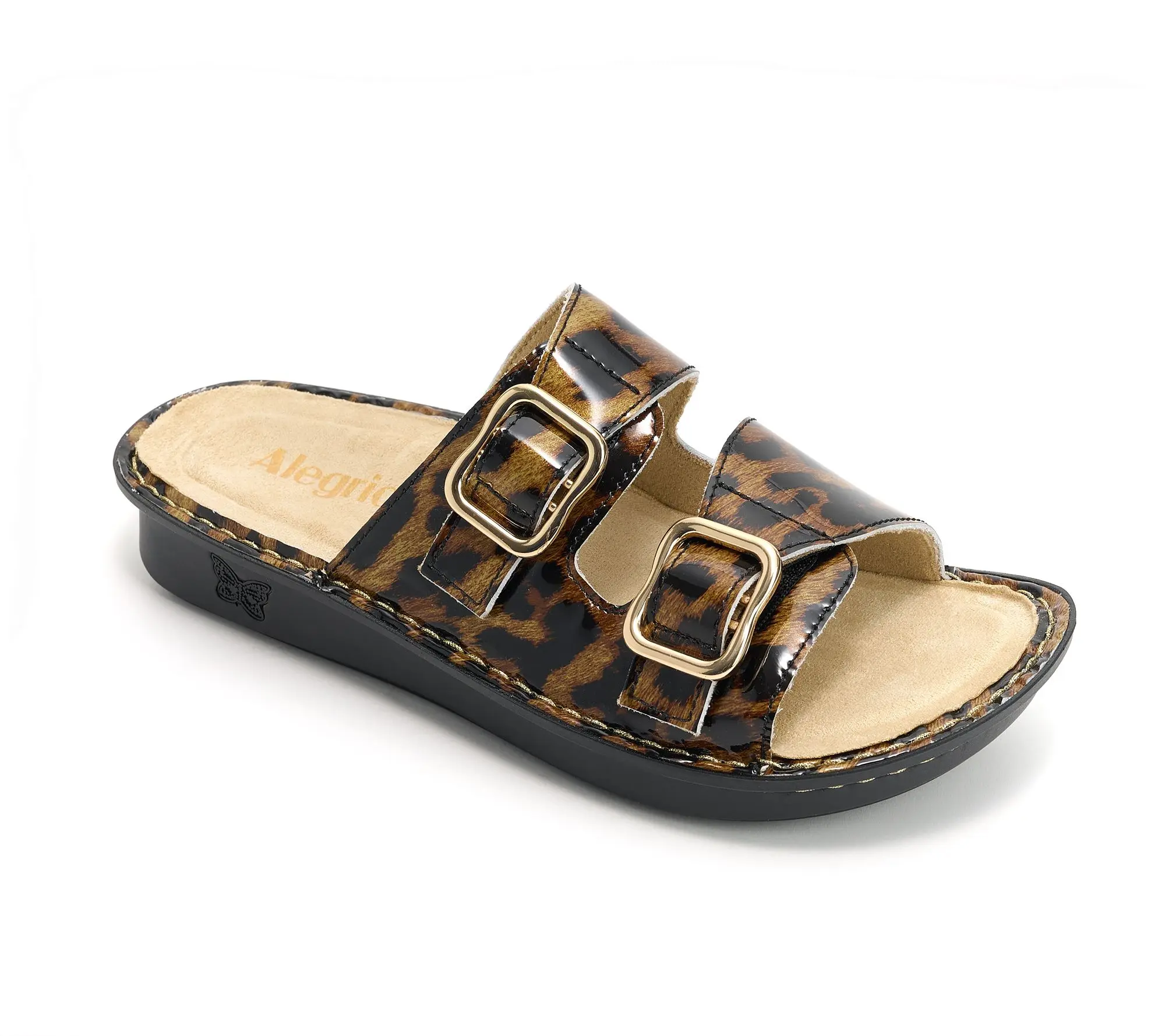 Alegria Leather Two-Strap Slide Sandals - Verah Alegria Leather Two-Strap Slide Sandals - Verah