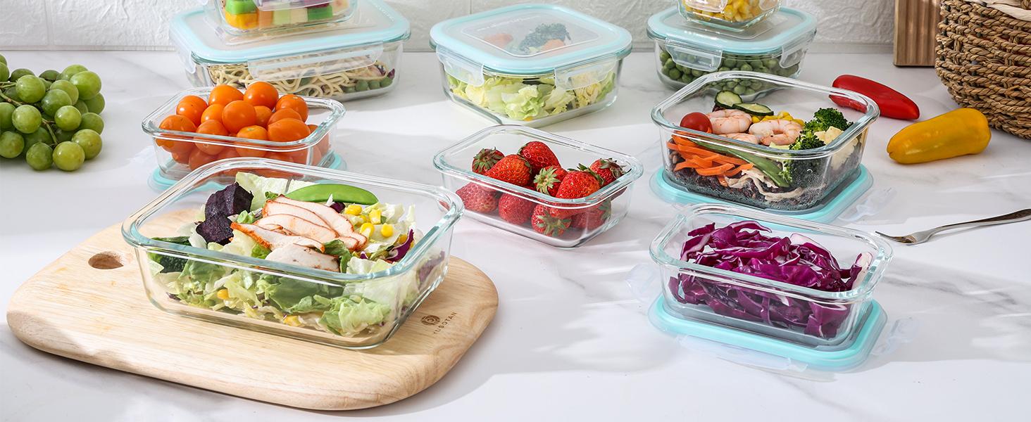 DWTS DANWEITESI Glass Food Storage Containers with Lids, Freezer, Microwave Safe Set of 8 Reusable Glass Oven Safe Container for Meal Prep - Airtight DWTS DANWEITESI Glass Food Storage Containers with Lids, Freezer, Microwave Safe Set of 8 Reusable Glass Oven Safe Container for Meal Prep - Airtight
