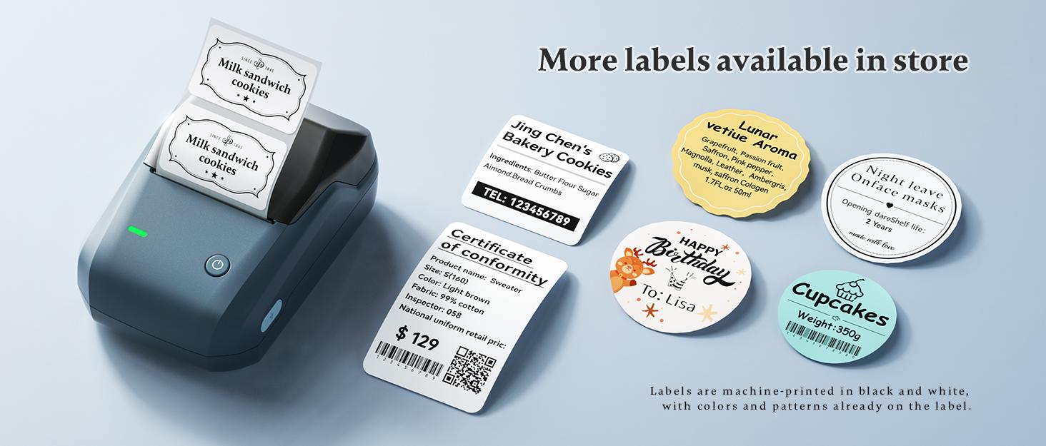 Niimbot Thermal label printer B1 sticker printer -2 Inch Mini Label Sticker Printer Came with One Roll White Label(2'' x1.18'')，Multiple Templates for Creative DIY, Small Business,Office,Home,School，App Editing,BPA-Free Thermal Label