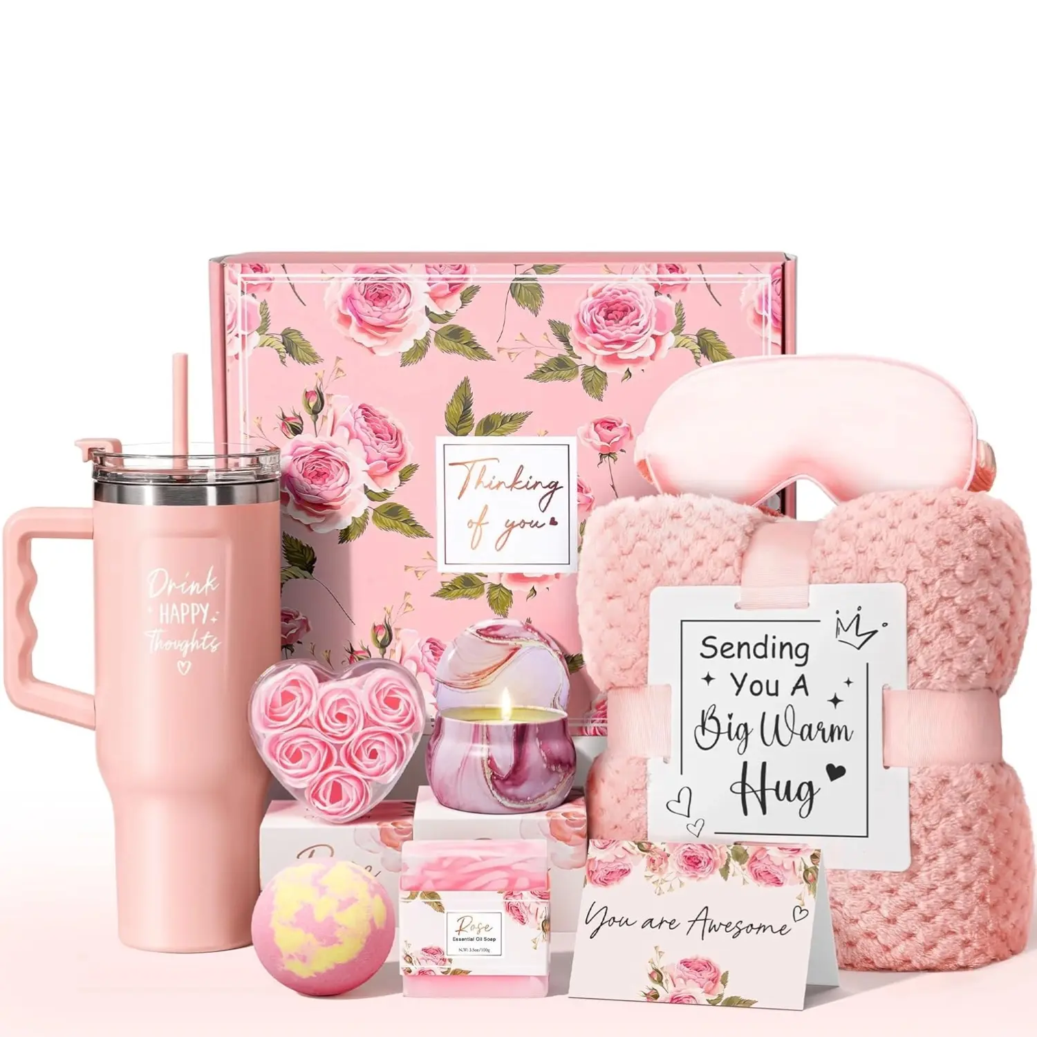 Mayicivo Birthday Gifts mothersdaygift for Women, Self Care Gifts, Get Well Soon Gifts, Relaxing Spa Gifts, Care Package, Unique Anniversary Gift Basket with Flannel Blanket for Mother, Wife, Best Friend, Sister, Her