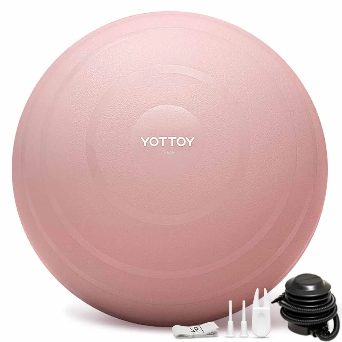 YOTTOY 65cm Anti-Burst Stability Ball, Extra Thick PVC Training Equipment with Honeycomb Structure for Yoga & Pilates - Textured for Better Grip, Pink, Workout Equipment