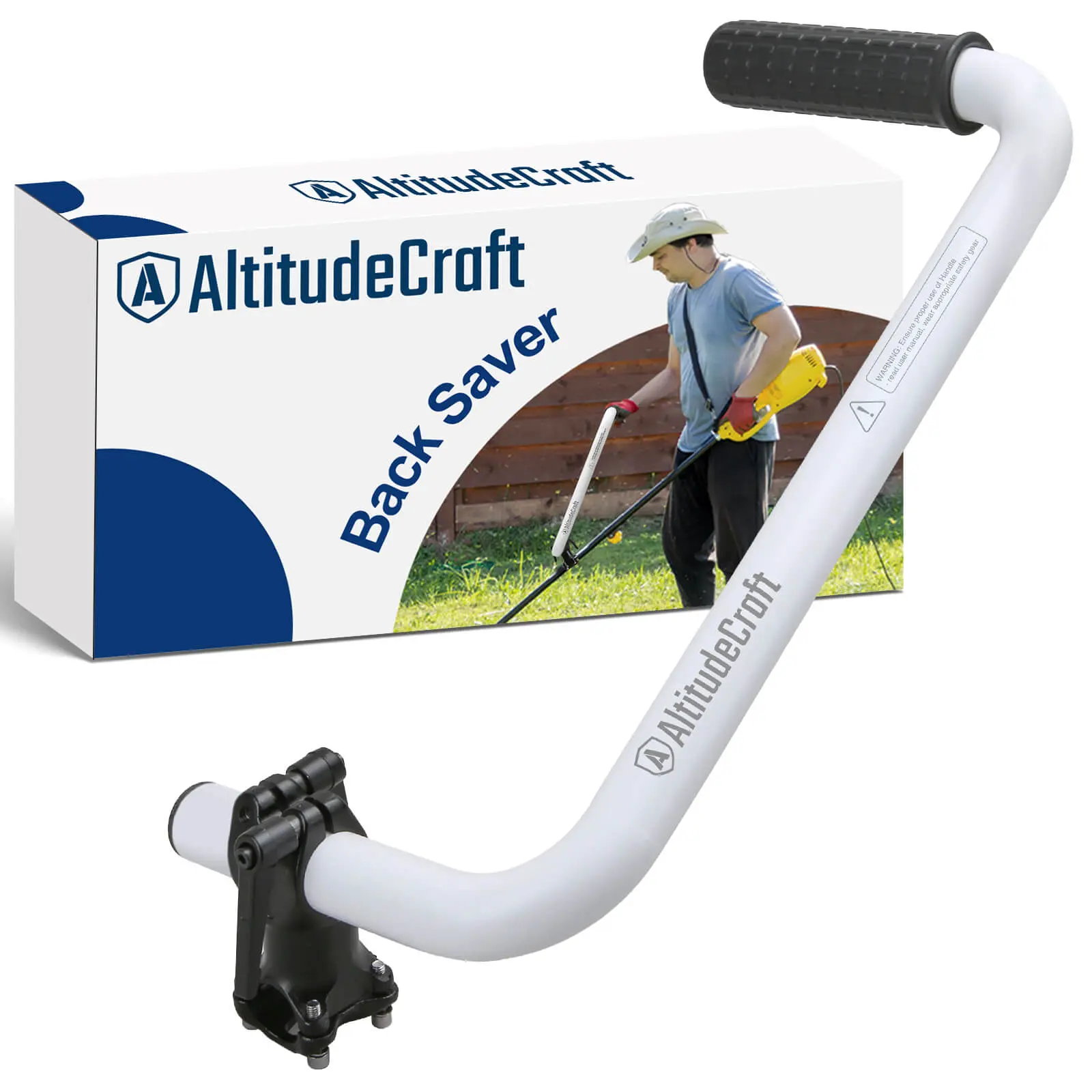 AltitudeCraft Upgraded Weed Eater Handle+Harness Kit - Ergonomic Back-Saver String Trimmer Handle Extension with Adjustable Clamp, Aluminum Alloy Round Shaft, Universal Lawn Trimming Weedeater Accessory (Patented)