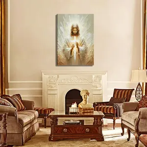 Jesus Canvas Wall Art Christian Cross Wall Decor Pictures God Painting Divine Mercy Poster Print for Church Prayer Room Living Room Decoration