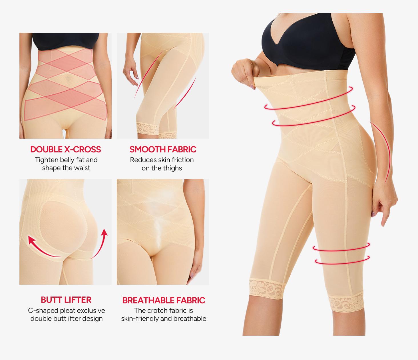 Nebility Women's High-Waisted Breathable Shapewear Tights - Double-Layered Fabric with C-Shaped Pleats, Flattering Silhouette & Natural Lift, Basic Minimalist Compression (Black, Beige) Womenswear Black、Beige