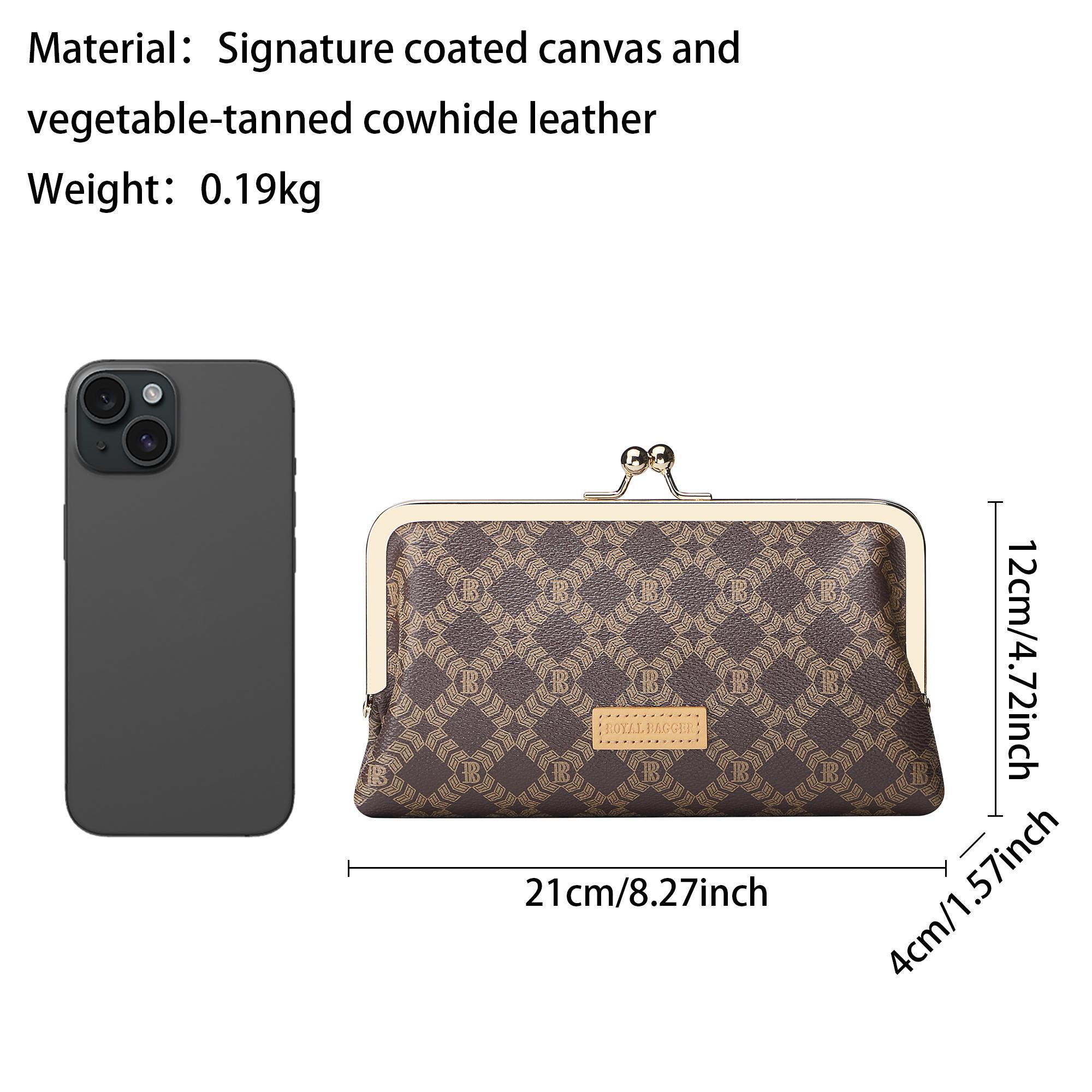 Royal Bagger RFID Kiss Lock Wallet, Solid Color Multi-card Slots Card Holder, Genuine Leather Clutch Purses for Women 1468 SpringStatements