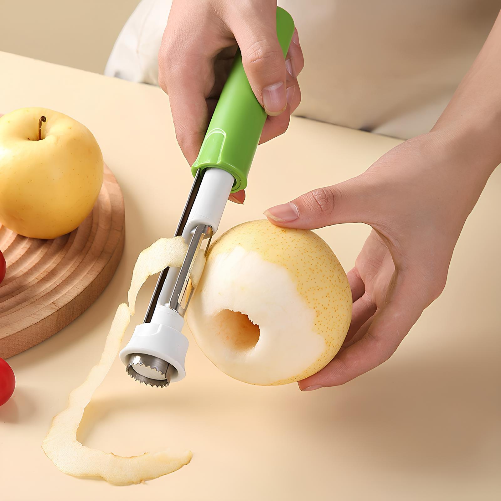 2 in 1 Apple Corer and Peeler, Apple Core Removal Tool, Stainless Steel Fruit Vegetable Corer and Peeler Tool, Multifunction Corer Tool, Kitchen Gadget for Fruit and Vegetable
