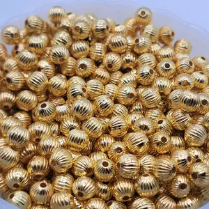 7.8mm Gold Ribbed Spacer Beads – Acrylic Round Spacer Beads – Pack of 25 or 50 – Jewelry Making Supplies, beaded pens