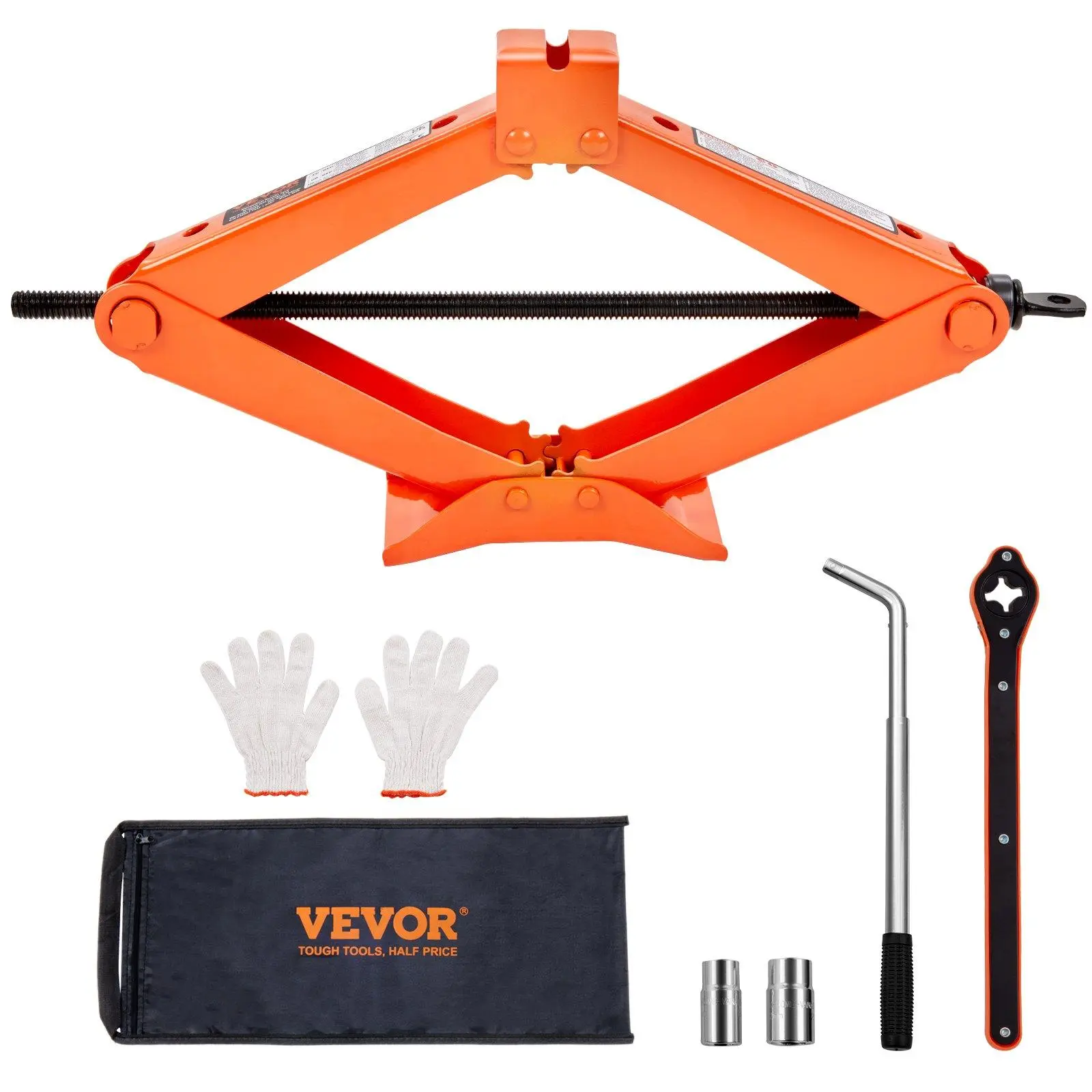 【summerfinds】VEVOR Scissor Jack, 2.5 Ton/5512 lbs Scissor Car Jack, 3.7"-17.1" Lifting Range Scissor Lift Jack with Ratcheting Handle and L-Wrench, Portable Tire Jack for Cars Trucks Sedans MPVs