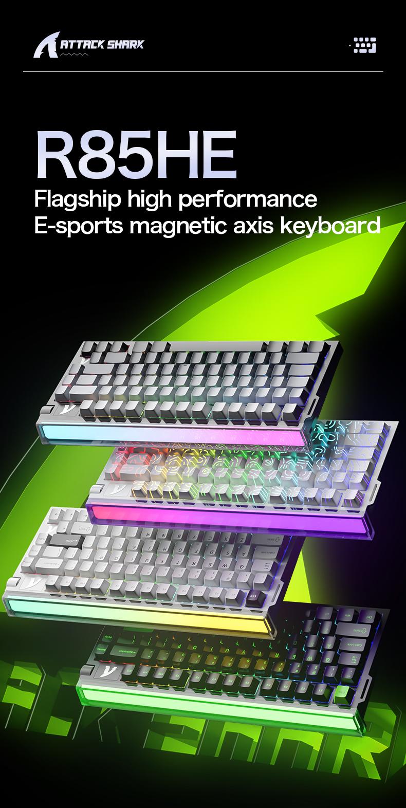 Attack Shark R85HE Rapid Trigger Keyboard with Custom Lightbox, High Performance E-Sports Magnetic Axis