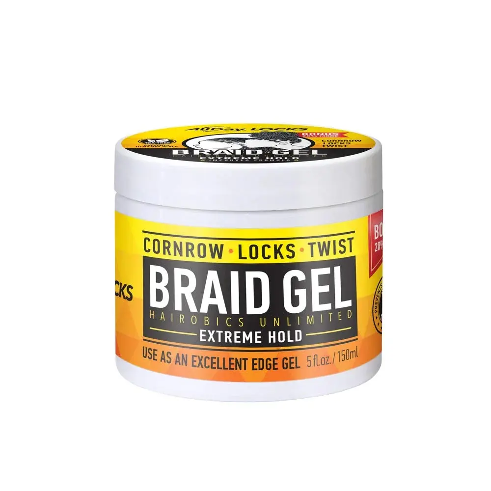 Braiding Gel with Tea Tree Oil - High Performance Long Lasting Gel for Hair, Extra Strong Hold, Frizz Control, Flyaway Hair Tamer, Itch Relief, High Shine Finish, 5 oz Haircare Product, High Performance Gel