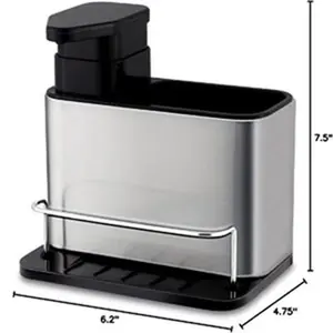Dish soap dispenser 3-in-1 sponge holder suitable for kitchen sink (stainless steel, rust-proof)