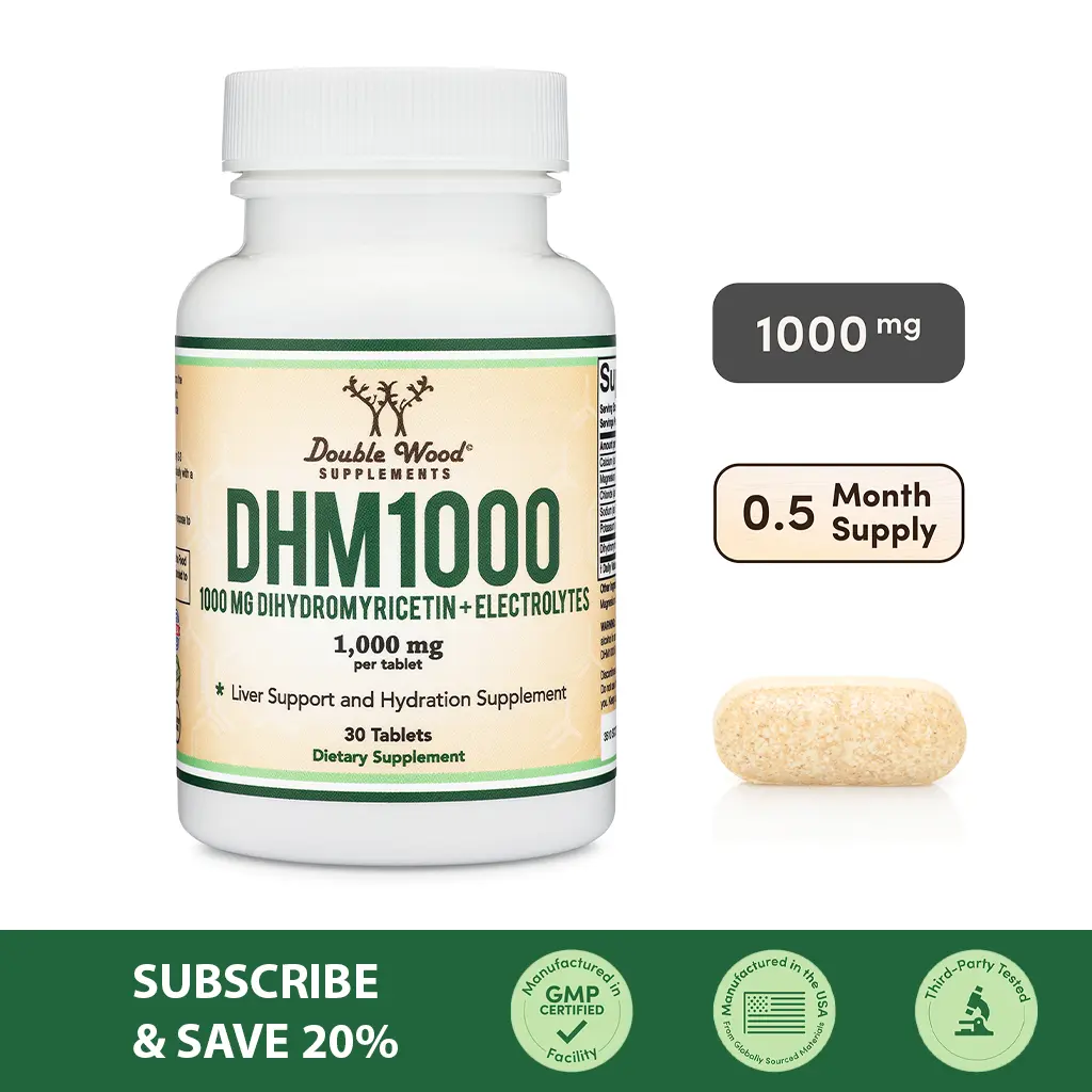Dihydromyricetin (DHM) | 100 mg | 30 Count | Support Liver Health, Cardiovascular Health | Double Wood Supplements