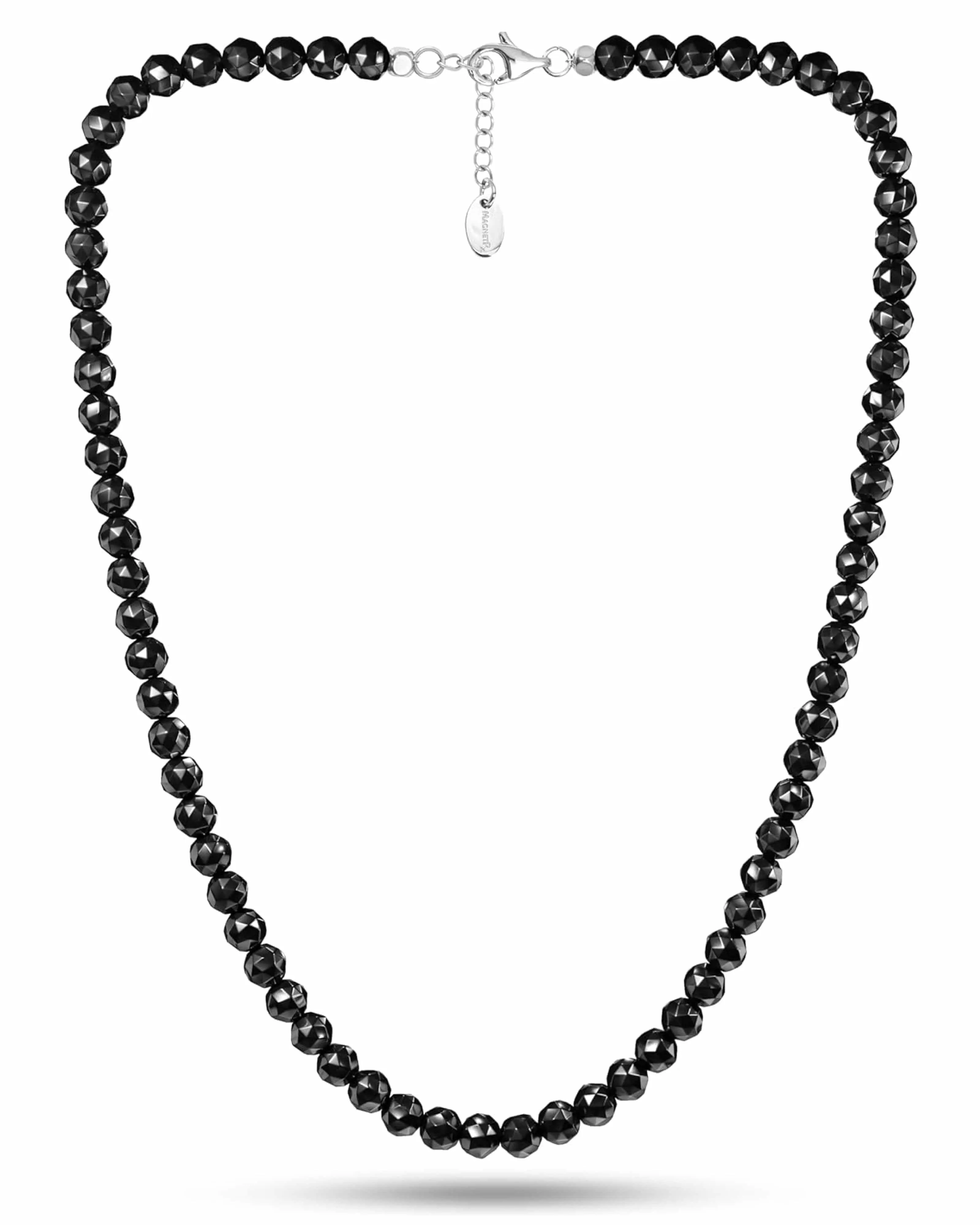 MagnetRX Ultra Strength Magnetic Hematite Necklace For Women (6mm Faceted Beads)