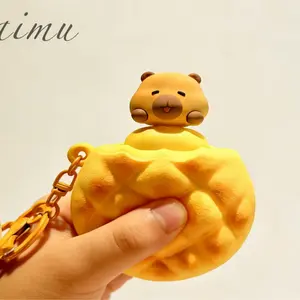 Key ring set Laimu 2026 Capybara Squishy Keychain Bread Hamburger Charms Healing Stress Relief Fidget Toy Soft PU Foam Adorable Design Ideal Gift