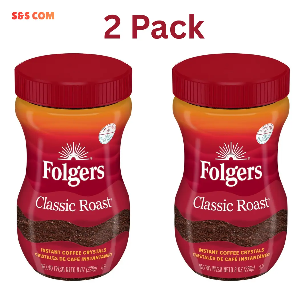 (2 Pack) Folgers Classic Roast Instant Coffee, 8 oz Jar