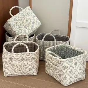 Rural Flower Dirty Clothes Basket, High-value, Fashionable, Large Capacity Foldable Garbage Storage Basket