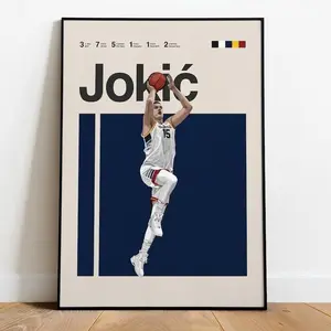 Nikola Jokić Dunking Basketball Poster - Denver Nuggets Slam Dunk Wall Art - High-Flying MVP Action Print - Unframed Sports Gift for Fans