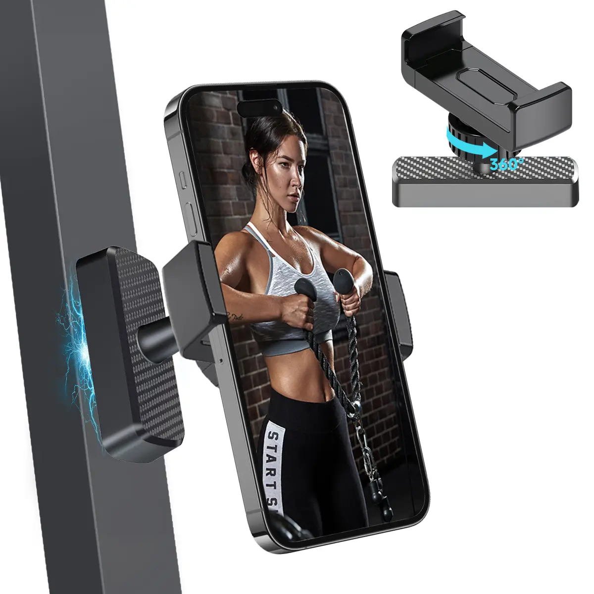 Magnetic Phone Holder for Gym,360° Adjustable Strong Magnet Phone Mount for Workout Recording,Compatible with 4.7-6.5 Inch iPhone & Android and Smartphone,Gift Essentials for Men Women#SummerWins