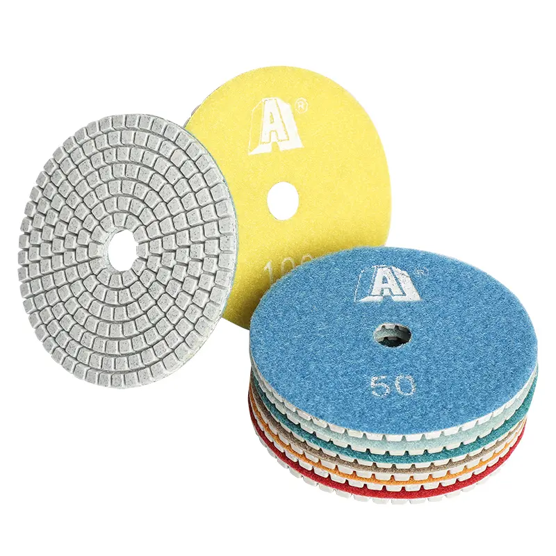 5 PCS 4 Inch Diamond Resin Polishing Pads Set 400mm Wet Polishing Pads for Granite Marble Concrete Stone Tile