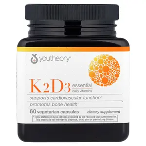 Youtheory K2D3 Essential Daily Vitamins, 60 Vegetarian Capsules